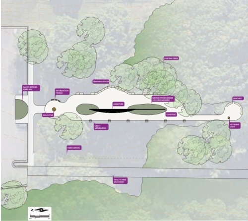 Aerial view highlights the Memorial elements 